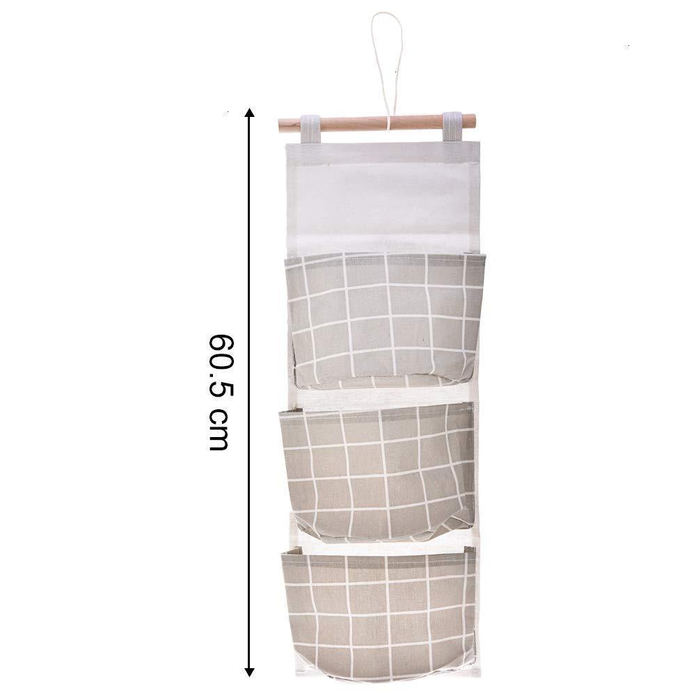 Discover gaiatop hanging storage 2 packs linen cotton fabric wall door closet hanging organizer bags with 3 pockets for living room bedroom bathroom white grey