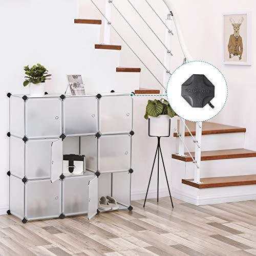 Great songmics cube storage organizer 9 cube diy plastic closet cabinet modular bookcase storage shelving with doors for bedroom living room office 36 7 l x 12 2 w x 36 7 h inches white ulpc116wsv1