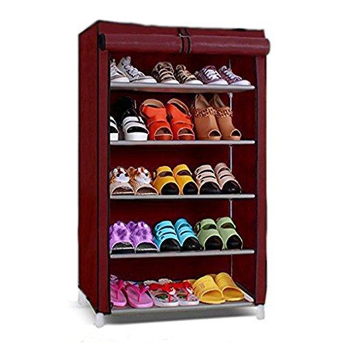 5 Layer Shoe Rack/Shoe Collapsible Almirah Shelf/Folding Shoe Cabinet Portable Foldable Wardrobe, Easy Installation Stand for Shoes