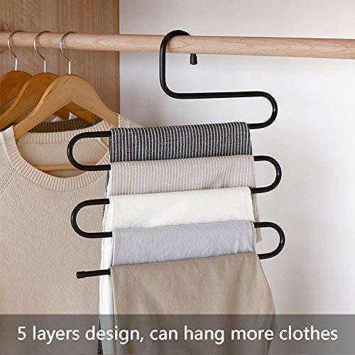 On amazon ds pants hanger multi layer s style jeans trouser hanger closet organize storage stainless steel rack space saver for tie scarf shock jeans towel clothes 4 pack