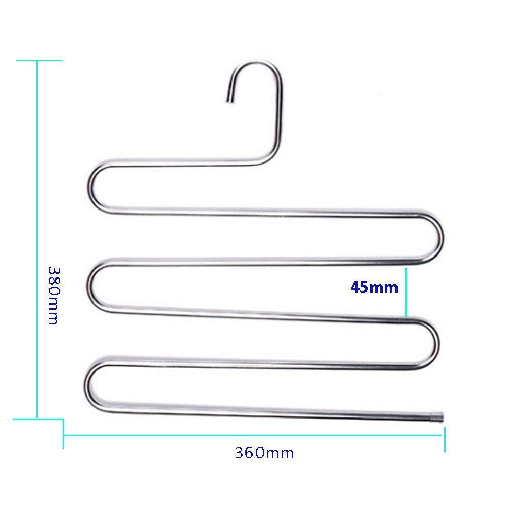 Featured teerfu 3 pack study pants hangers s type stainless steel trousers rack 5 layers multi purpose closet hangers magic space saver storage rack for clothes towel scarf trousers tie