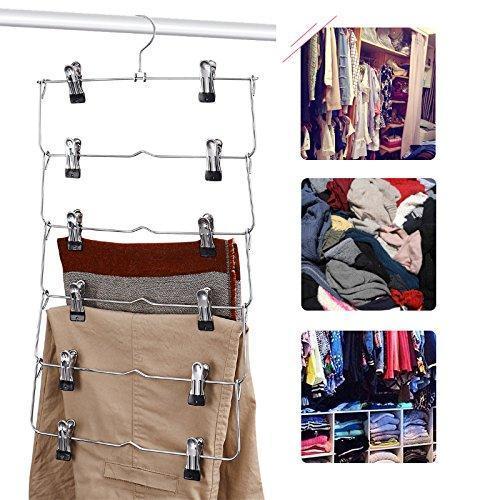 Save emstris skirt hangers pants hangers closet organizer stainless steel fold up space saving hangers