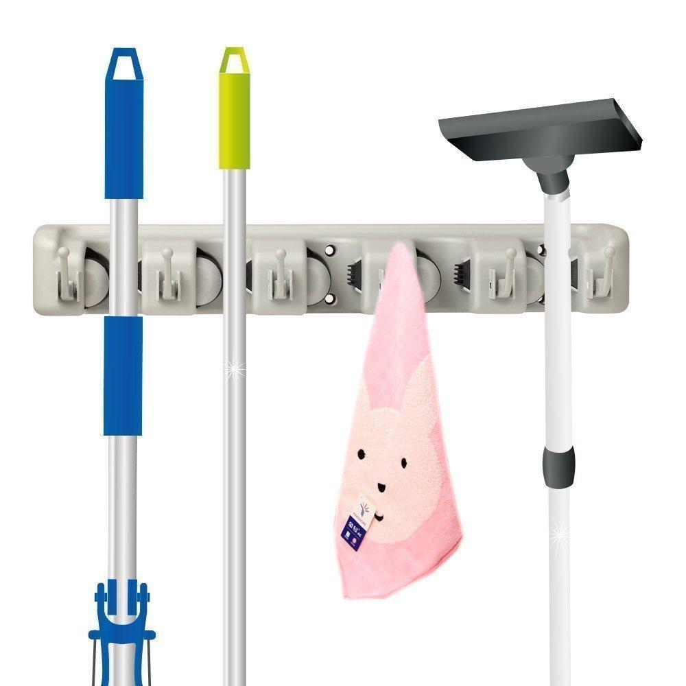 Selection this good rate mop and broom holder wall mounted garden tool storage tool rack storage organization for your home closet garage and shed 5hole 6hanging