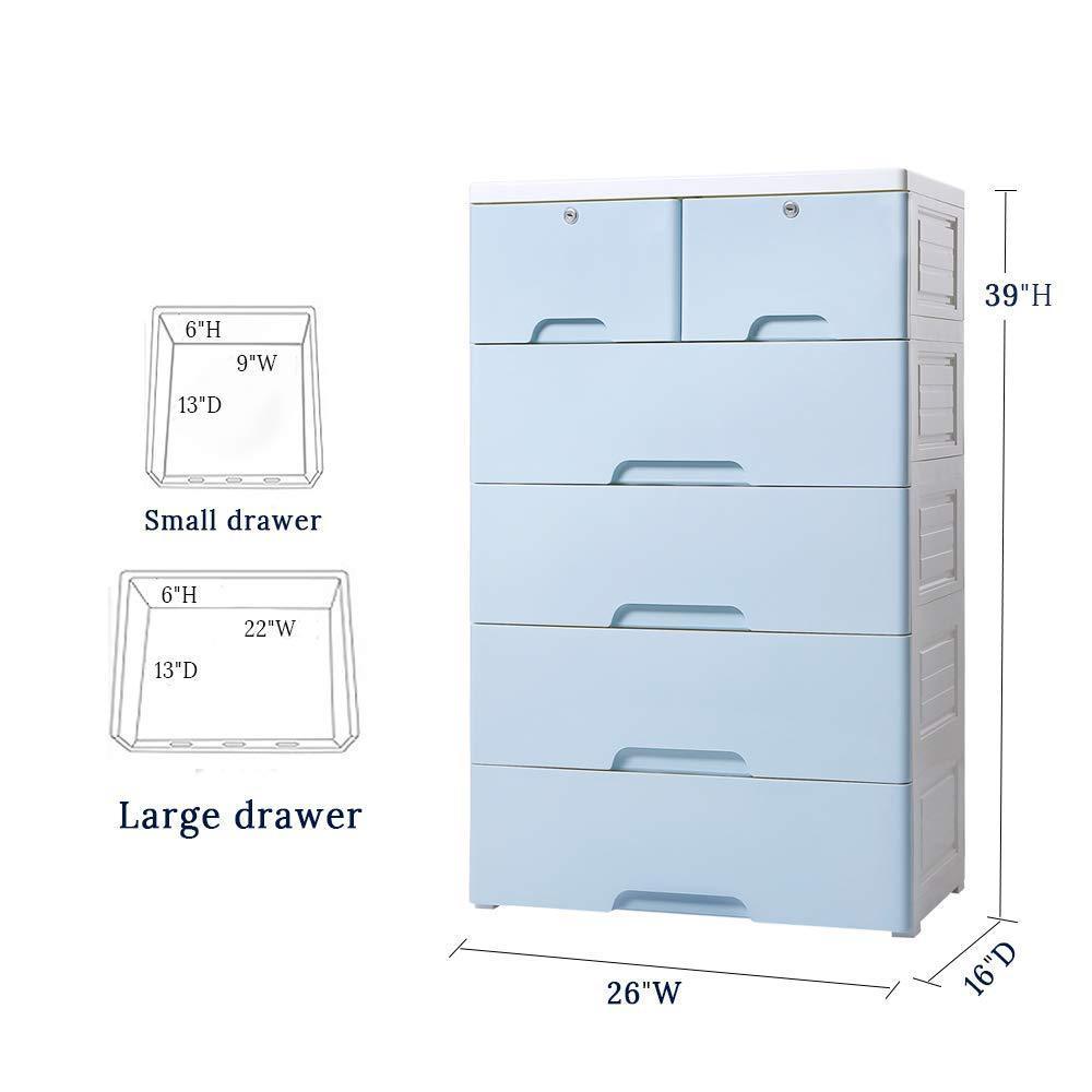 Get nafenai 5 drawer kids storage cabinet home storage drawers with lock wheel plastic bedroom storage bin closet kids toy box clothes storage cabinet