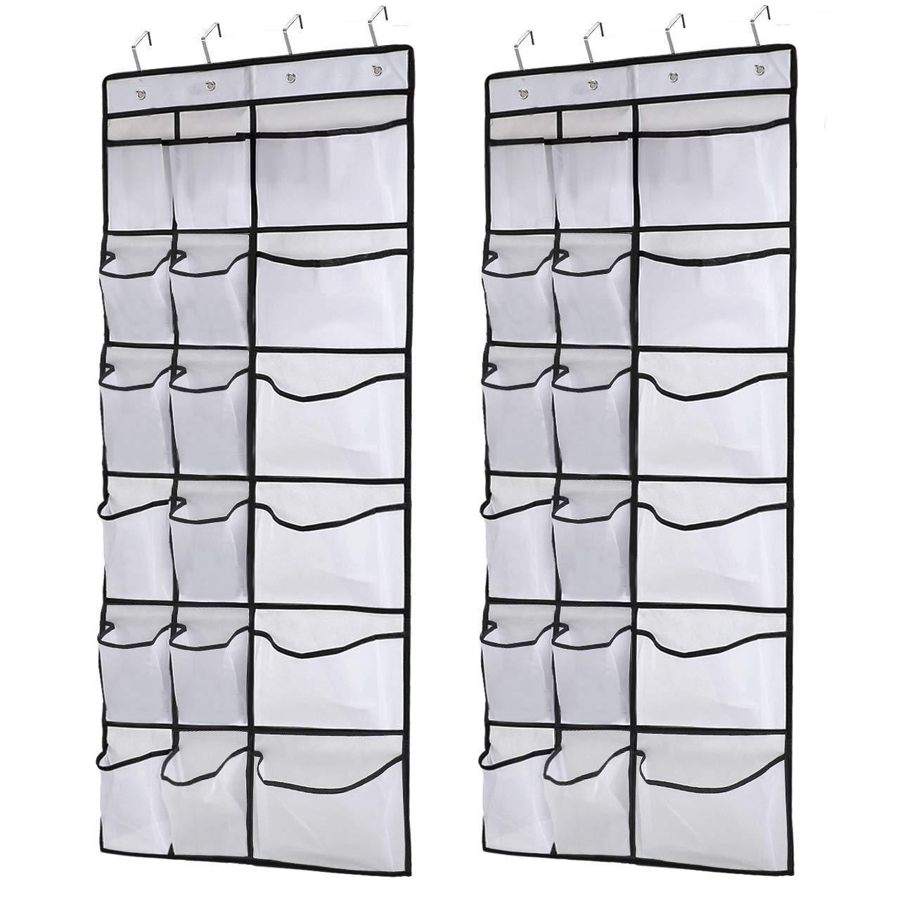 Discover the kootek 2 pack over the door shoe organizers 12 mesh pockets 6 large mesh storage various compartments hanging shoe organizer with 8 hooks shoes holder for closet bedroom white 59 x 21 6 inch