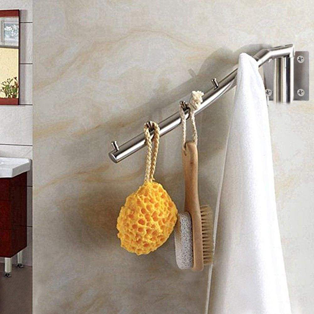 Amazon best fjsm wall mounted clothes drying rack 2 pack laundry clothes hanger rack hooks stainless steel heavy duty clothes hanger rod with swing arm towel holder closet storage organizer for bath bedrooms