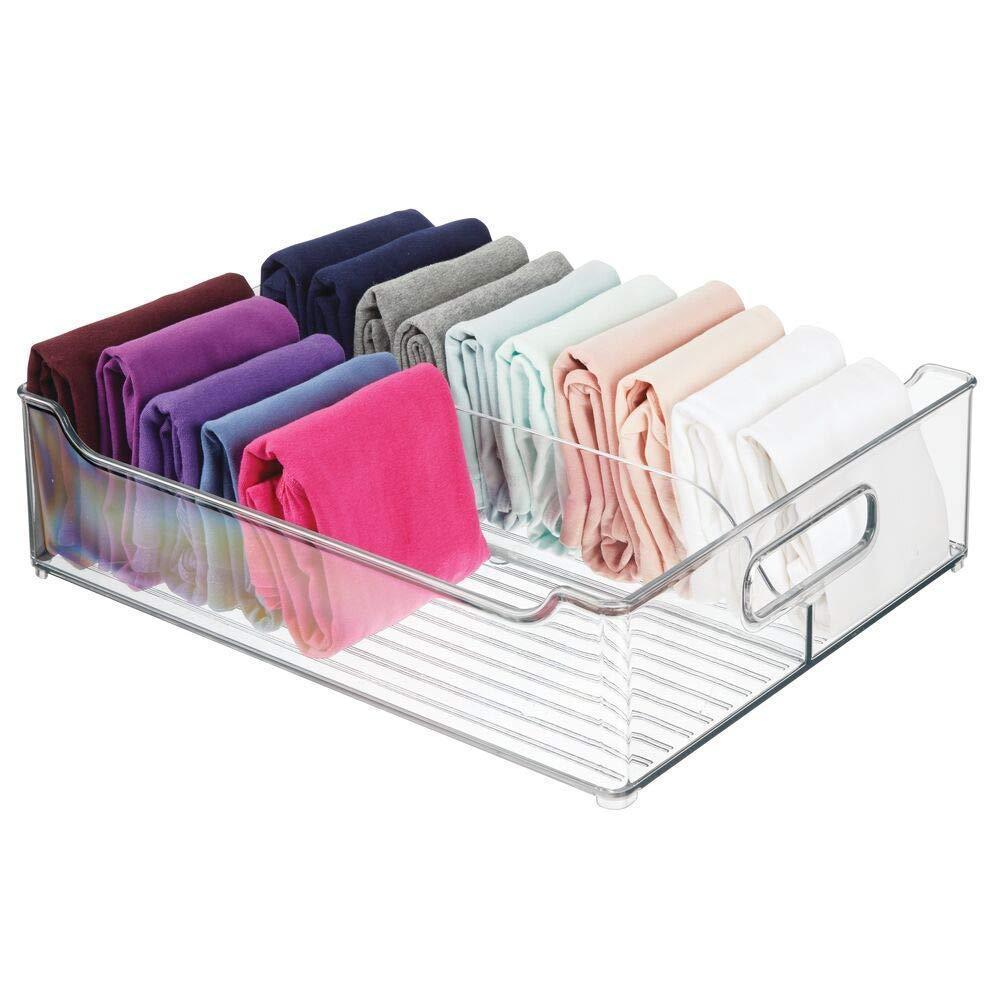 Save on mdesign plastic closet storage bin with handles divided organizer for shirts scarves bpa free 14 5 long 2 pack clear