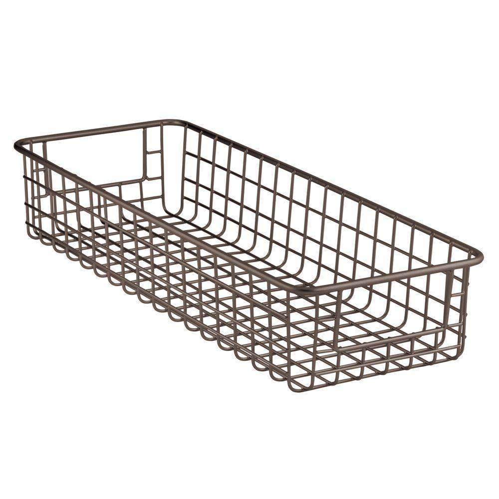 Exclusive mdesign household wire drawer organizer tray storage organizer bin basket built in handles for kitchen cabinets drawers pantry closet bedroom bathroom 16 x 6 x 3 8 pack bronze