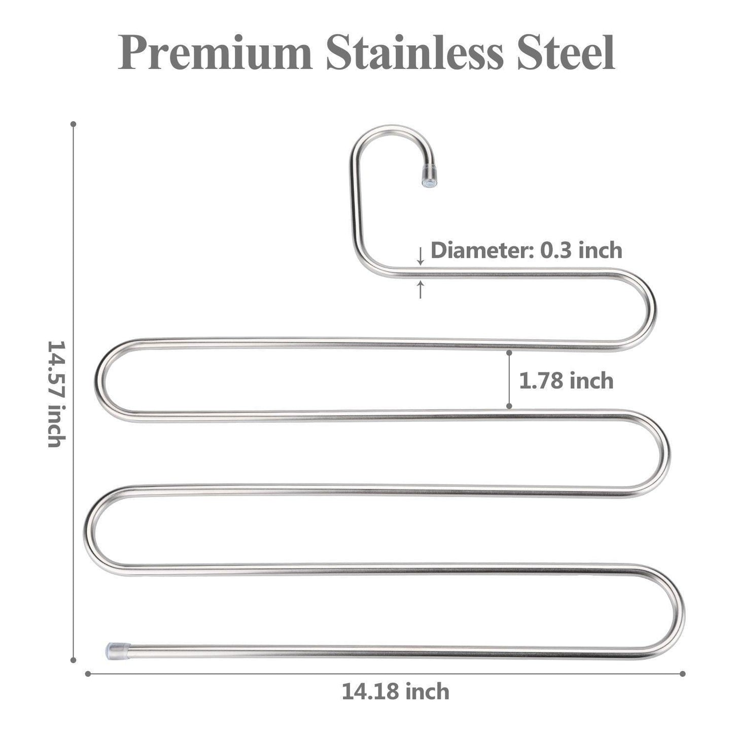 Top rated trusber stainless steel pants hangers s shape metal clothes racks with 5 layers for closet organization space saving for pants jeans trousers scarfs durable and no distortion silver pack of 4