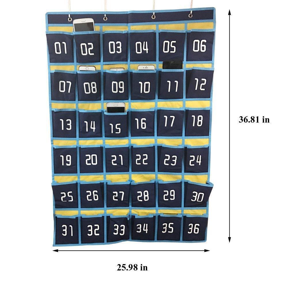 Related loghot numbered classroom sundries closet pocket chart for cell phones holder wall door hanging organizer blue 36 pockets with digital