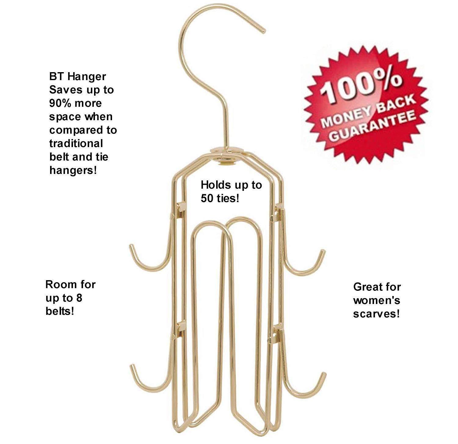 Buy now bt hanger tie rack tie holder tie hanger belt hook hangers in a closet organizer with non wood racks hold ties bow tie for men and mens belts and hanging accessories by rotating swiveling hooks
