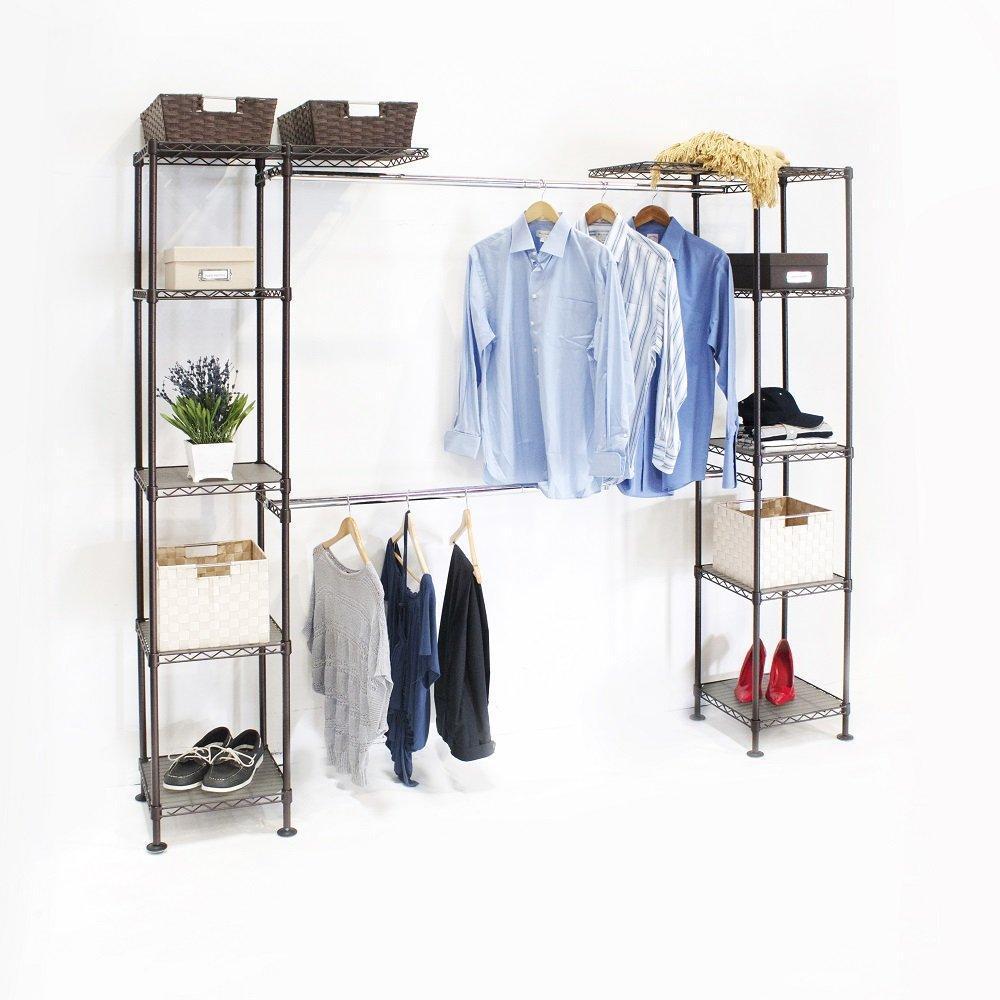 Amazon best seville classics double rod expandable clothes rack closet organizer system 58 to 83 w x 14 d x 72 satin bronze
