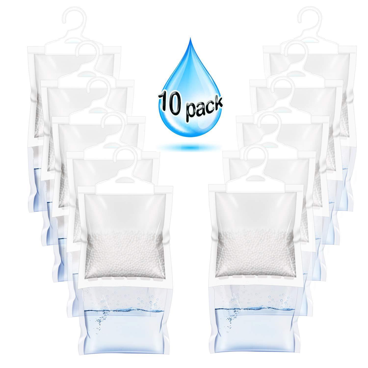 Discover zmfh 10 pack moisture absorber hanging bags no scent max odor eliminator 220g dehumidification bags for closets bathrooms laundry rooms pantries storage