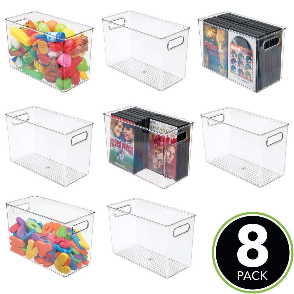Results mdesign deep plastic home storage organizer bin for cube furniture shelving in office entryway closet cabinet bedroom laundry room nursery kids toy room 12 x 6 x 7 75 8 pack clear