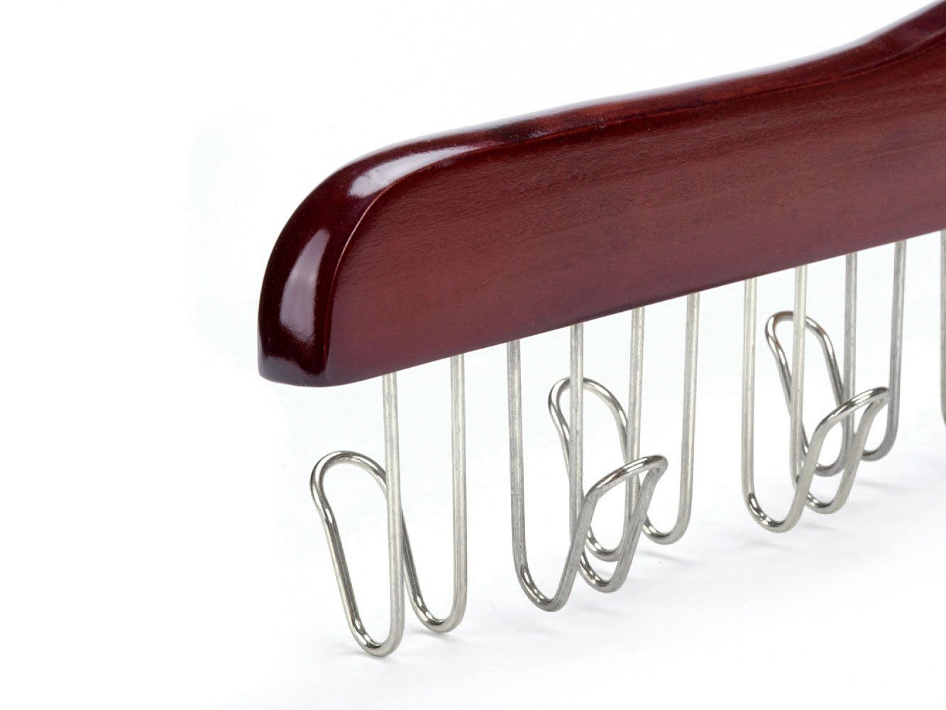 Latest amber home gugertree wooden collection multifunctional closet accessories 12 belt and tie hanger cherry color chrome hook