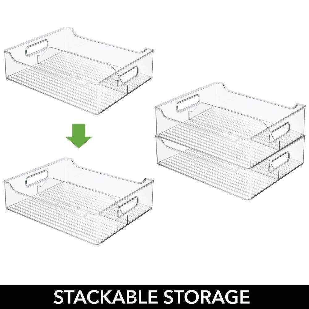 Select nice mdesign plastic closet storage bin with handles divided organizer for shirts scarves bpa free 14 5 long 2 pack clear