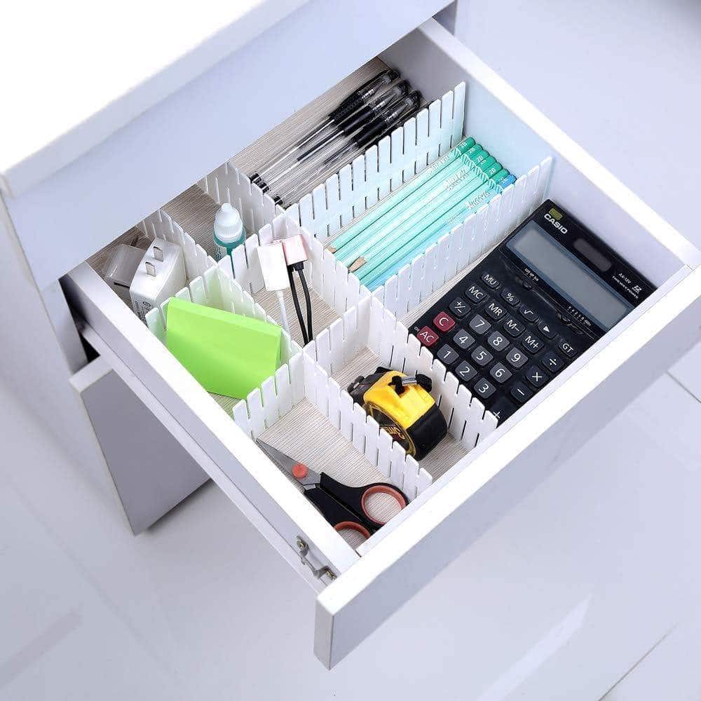 Best 24 pcs plastic diy grid drawer divider household necessities storage thickening housing spacer sub grid finishing shelves for home tidy closet stationary socks underwear scarves organizer white