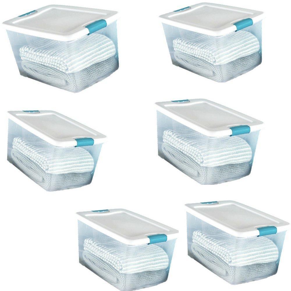 Related 60 quart storage containers 6 pack closet lids space saver baskets box stacking bin portable organizer ebook