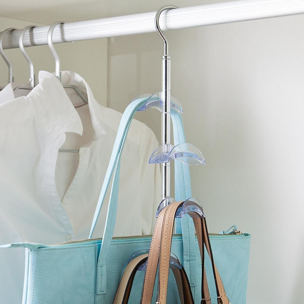 Home louise maelys 3 packs hanger rack 4 hooks closet organizer for handbags scarves ties belts 360 degree rotating