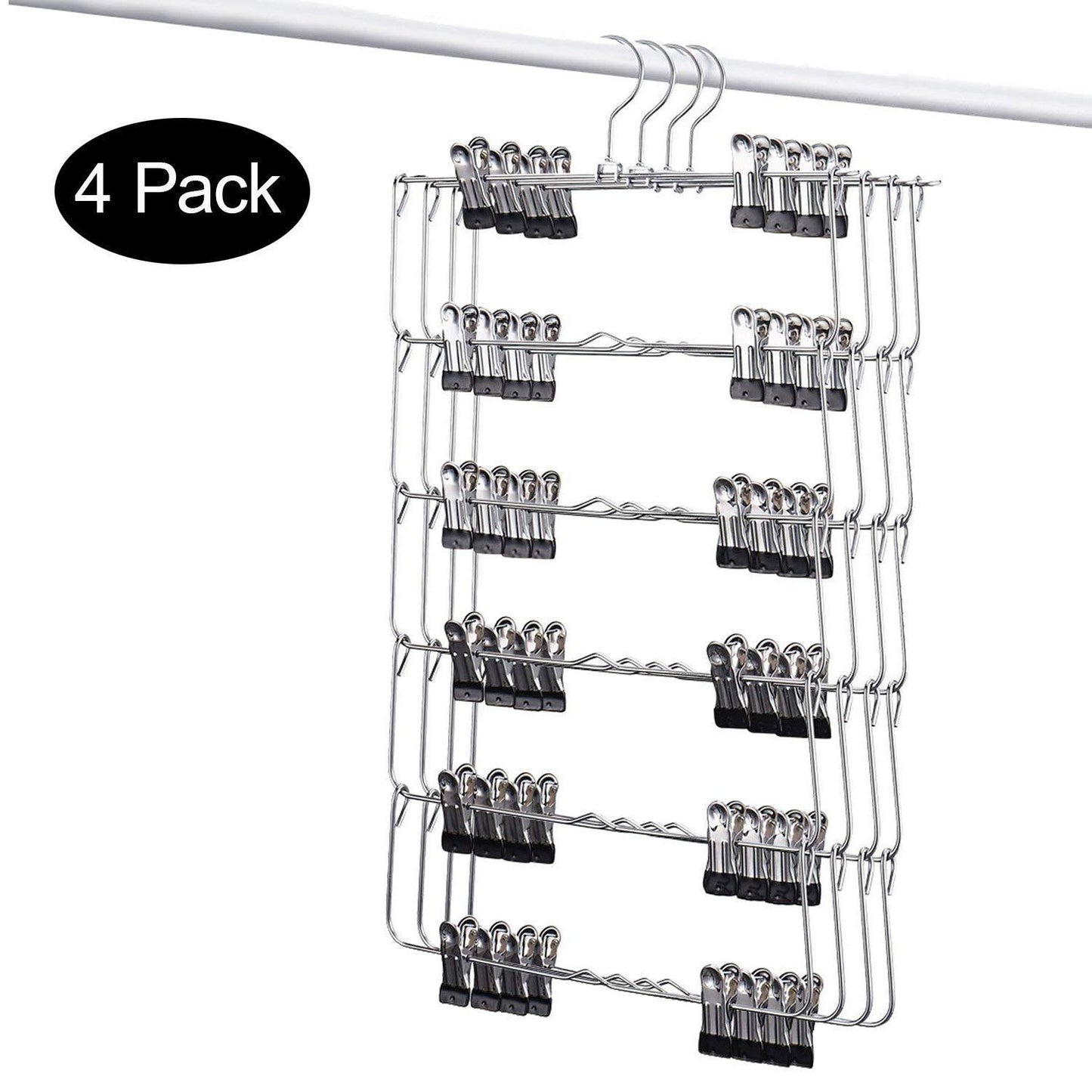 Great doiown 6 tier skirt hangers pants hangers closet organizer stainless steel fold up space saving hangers 4 pieces