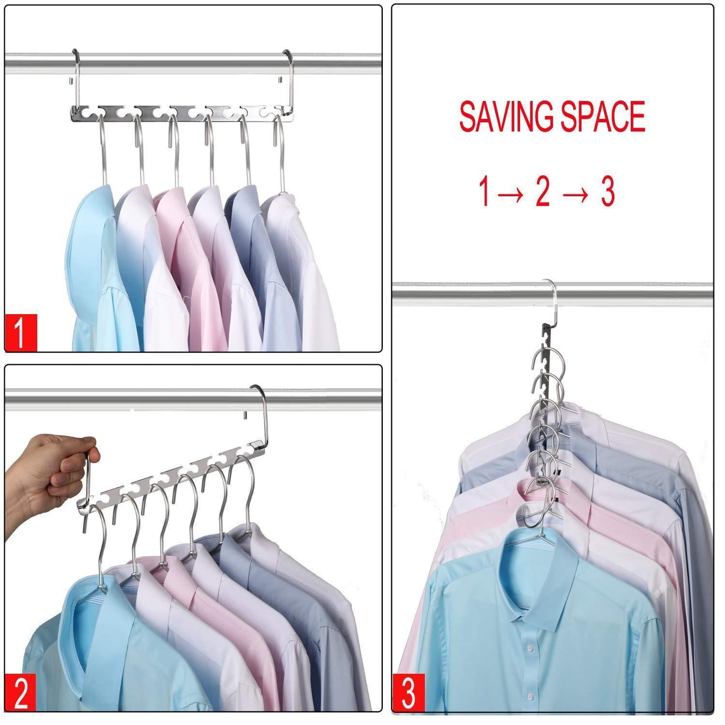 Save bloberey space saving hangers metal wonder magic cascading hanger 10 inch 6 x 2 slots closet clothing hanger organizers pack of 20