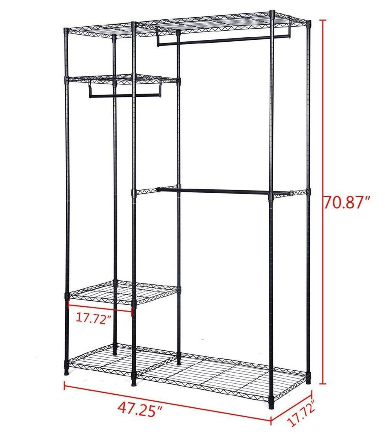 Best seller  s afstar safstar heavy duty clothing garment rack wire shelving closet clothes stand rack double rod wardrobe metal storage rack freestanding cloth armoire organizer 1 pack