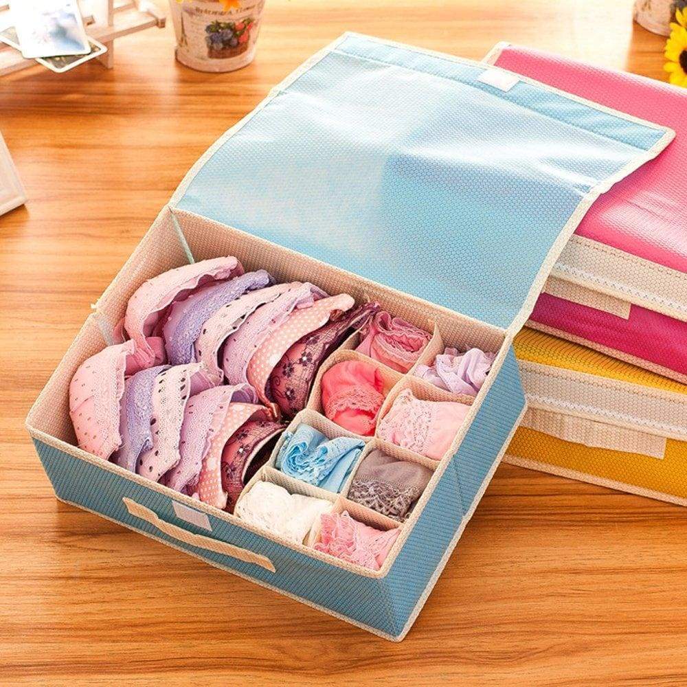 Try kaimao foldable storage boxes drawer dividers closet organisers under bed organiser for underwear bra socks tie scarves with lid blue