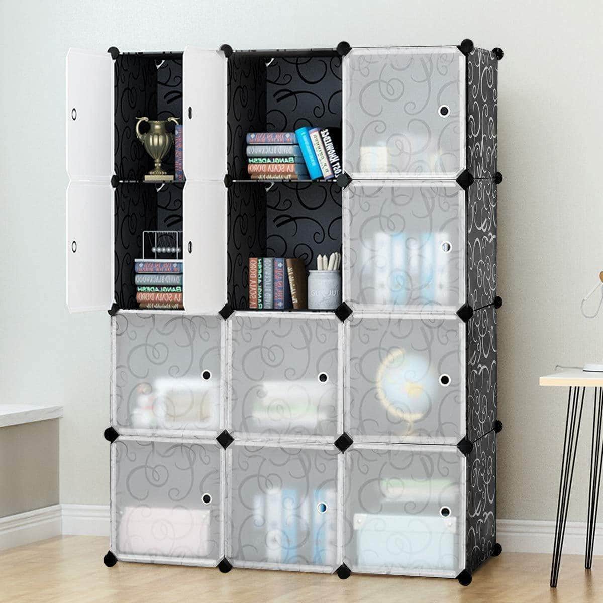 New tangkula diy storage cubes portable clothes closet wardrobe cabinet bedroom armoire diy storage organizer closet 12 cubes