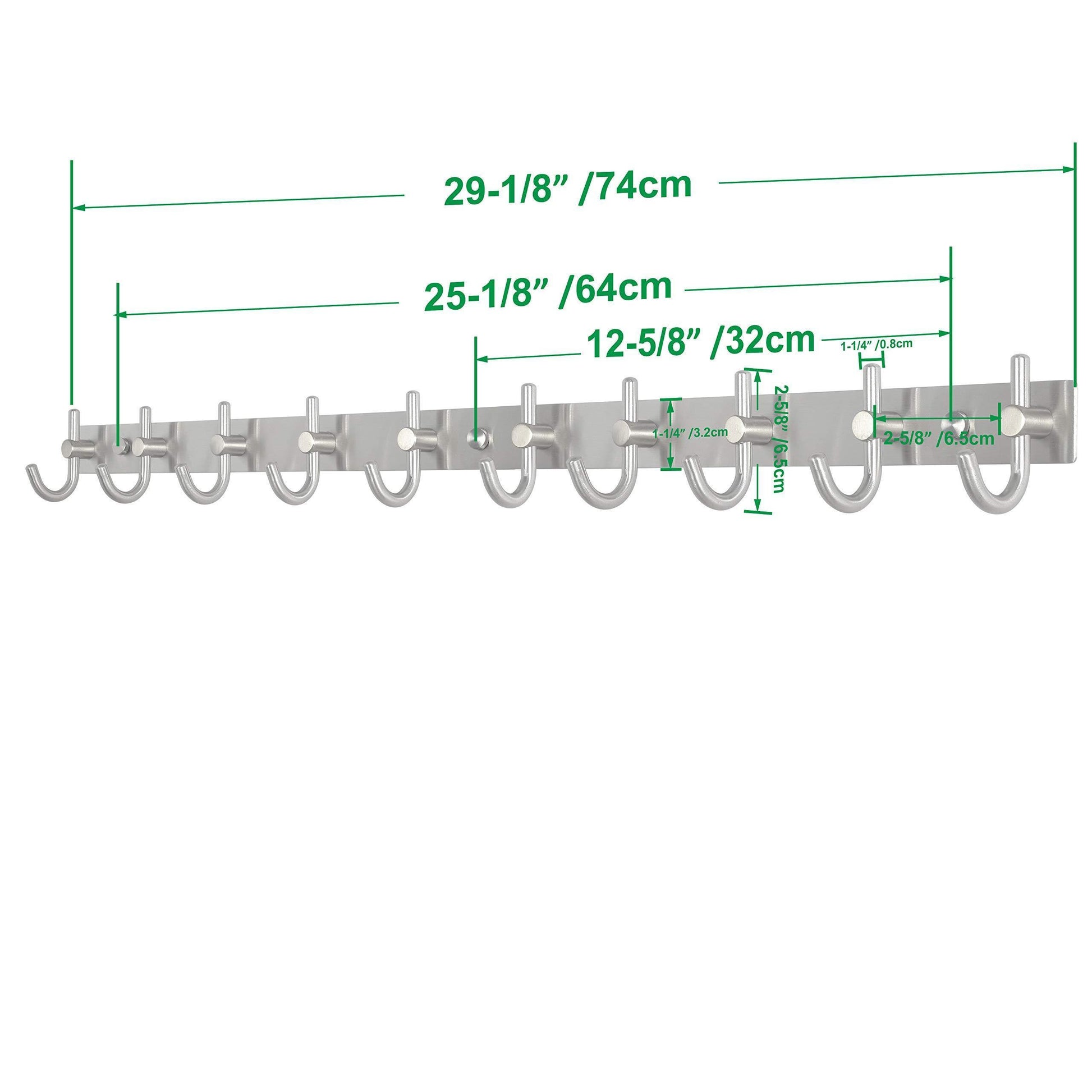 Budget webi wall mounted coat rack hooks 30 inch 10 hooks coat hat hook rail heavy duty stainless steel 304 decorative robe hooks for bathroom kitchen entryway closet foyer hallway brushed nickel 2 packs