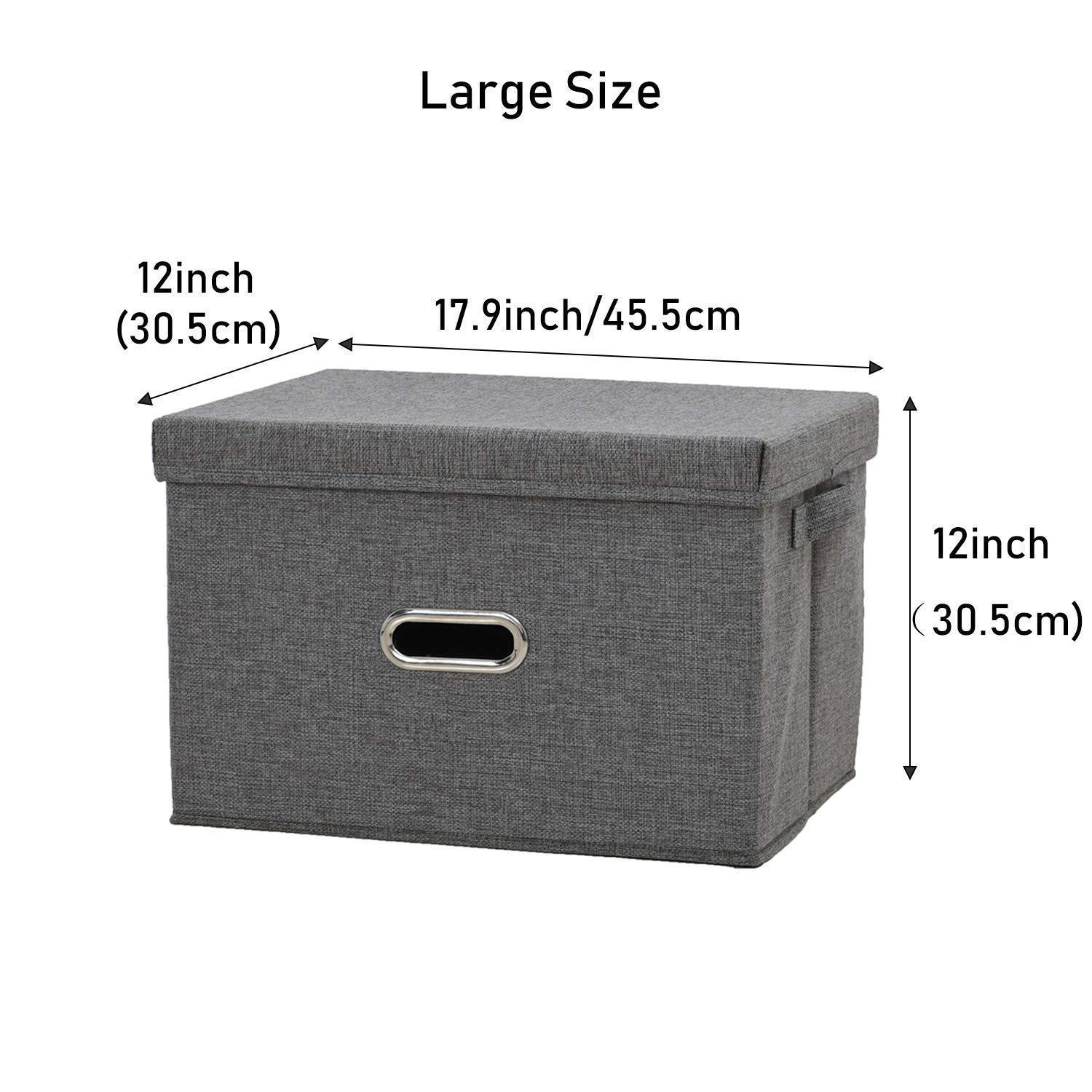 Shop for polecasa storage bins with lid 2 pack removable lid collapsible stackable linen fabric storage cubes boxes containers organizer basket for home office bedroom closet and shelveslarge 38l