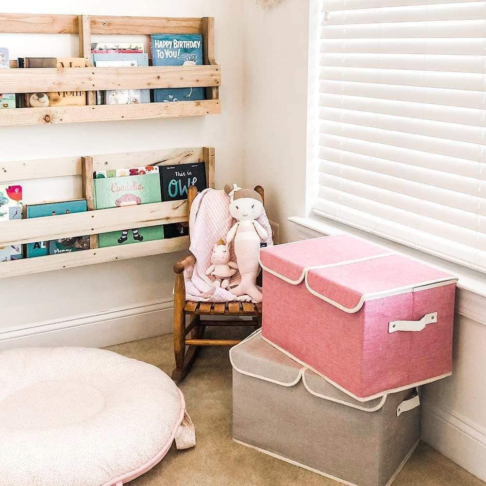 Discover large storage boxes 3 pack ezoware large linen fabric foldable storage cubes bin box containers with lid and handles for nursery closet kids room toys baby products silver gray