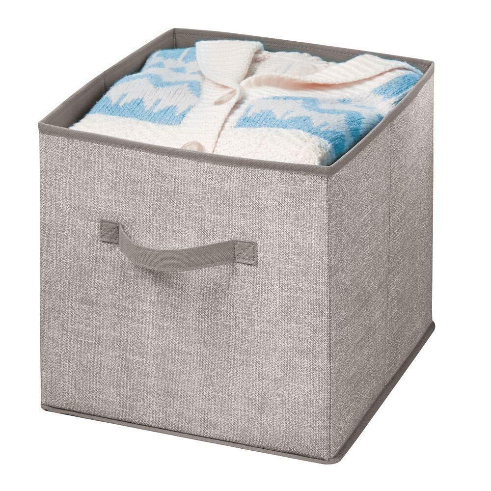 Order now mdesign large soft fabric closet home storage organizer cube bin box front handle storage for closet bedroom furniture shelving units textured print 12 75 high 2 pack linen tan