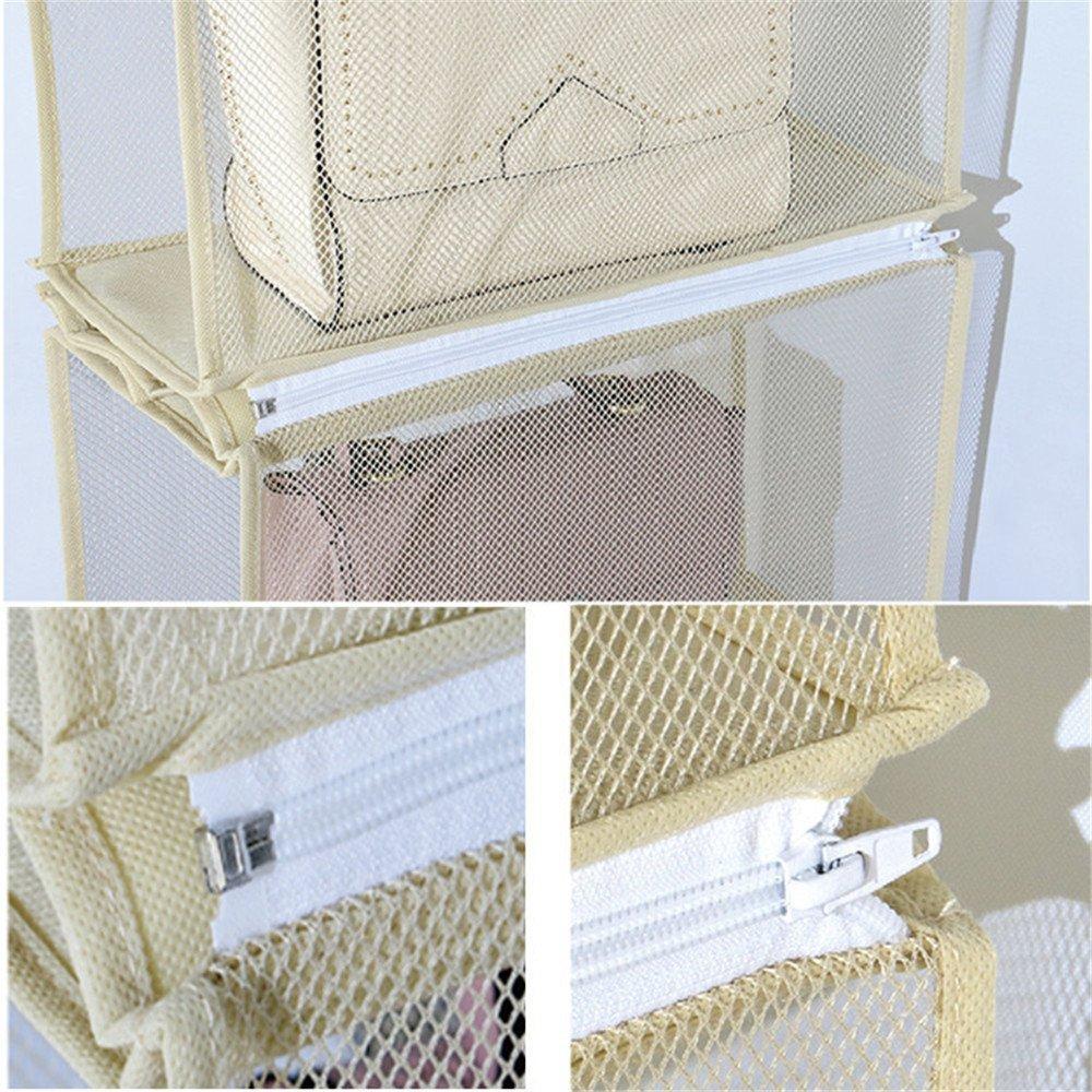Save on zaro 2 in 1 hanging shelf garment organizer for bags clothes 4 shelves practical closet purse storage collapsible space saver accessory breathable mesh net with hooks hanger easy mount gray