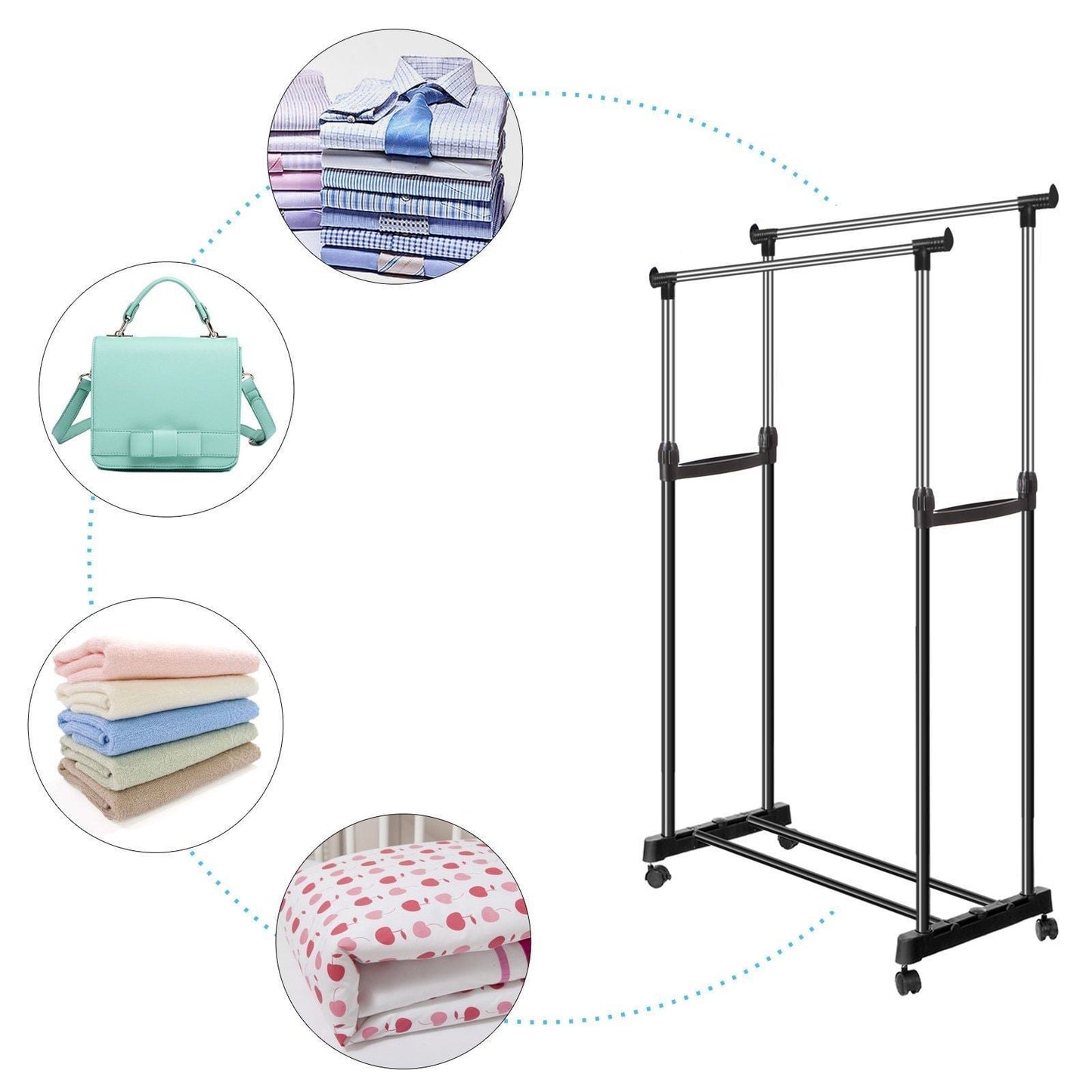 Drying Rack Best Houseware Heavy Duty Double Rail Clothes Laundry Cloth Dryer Laundry Rack For Jacket,Dress,Towels,Shirts