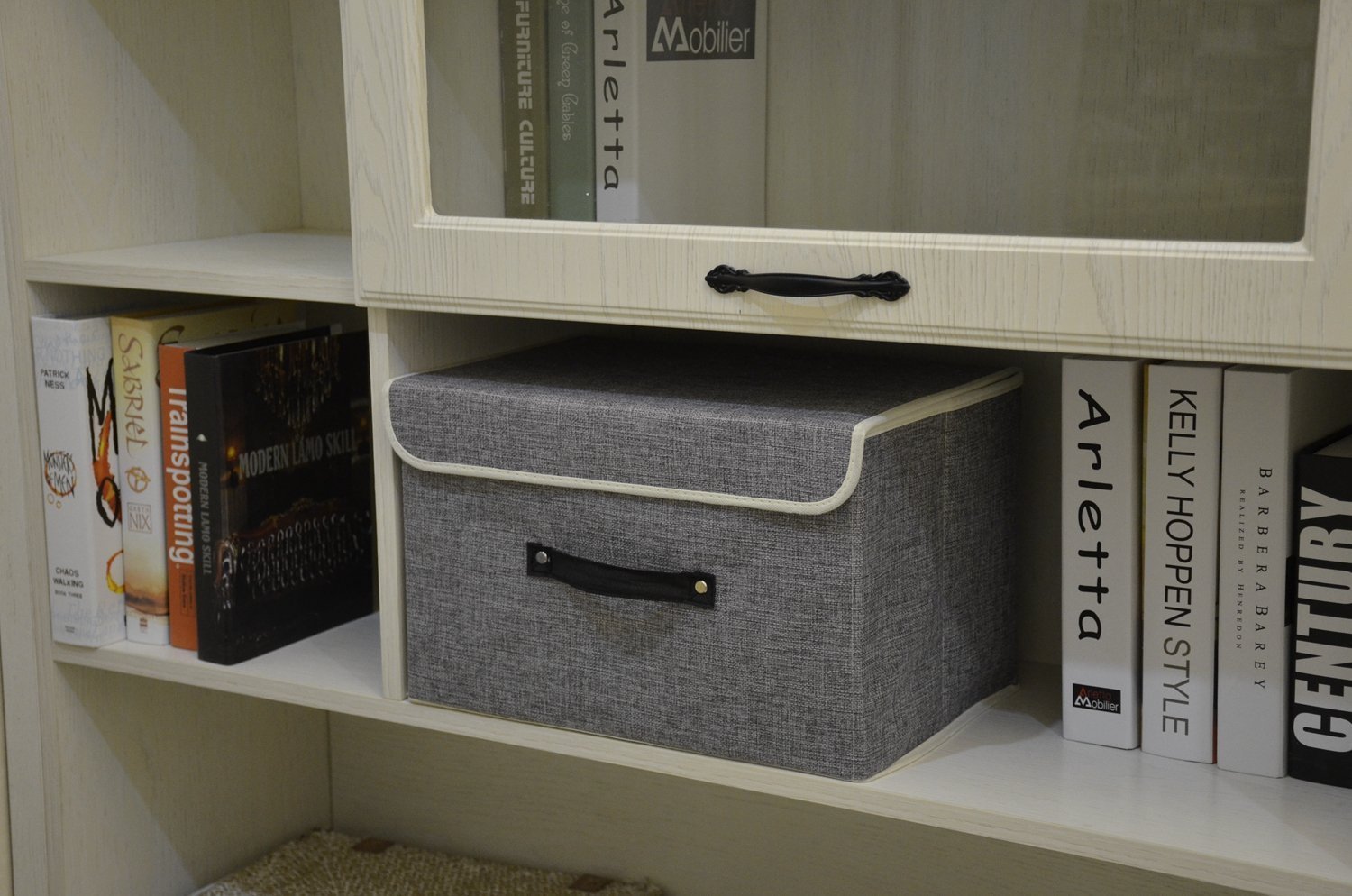 New storage bins set meelife pack of 2 foldable storage box cube with lids and handles fabric storage basket bin organizer collapsible drawers containers for nursery closet bedroom homelight gray