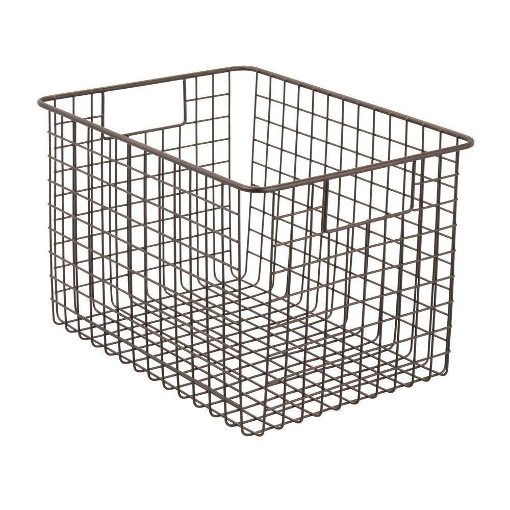 Best seller  mdesign large farmhouse deco metal wire storage organizer basket bin with handles for organizing closets shelves and cabinets in bedrooms bathrooms entryways hallways 8 high 4 pack bronze