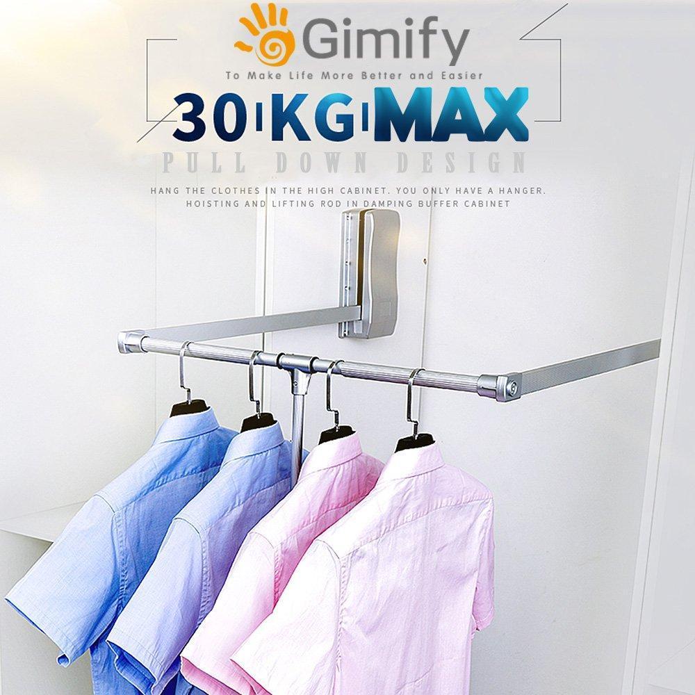 Best seller  gimify pull down closet rod wardrobe lift organizer storage systerm hanger rod for hanging clothes space saving aluminum adjustable 32 68 42 28inch