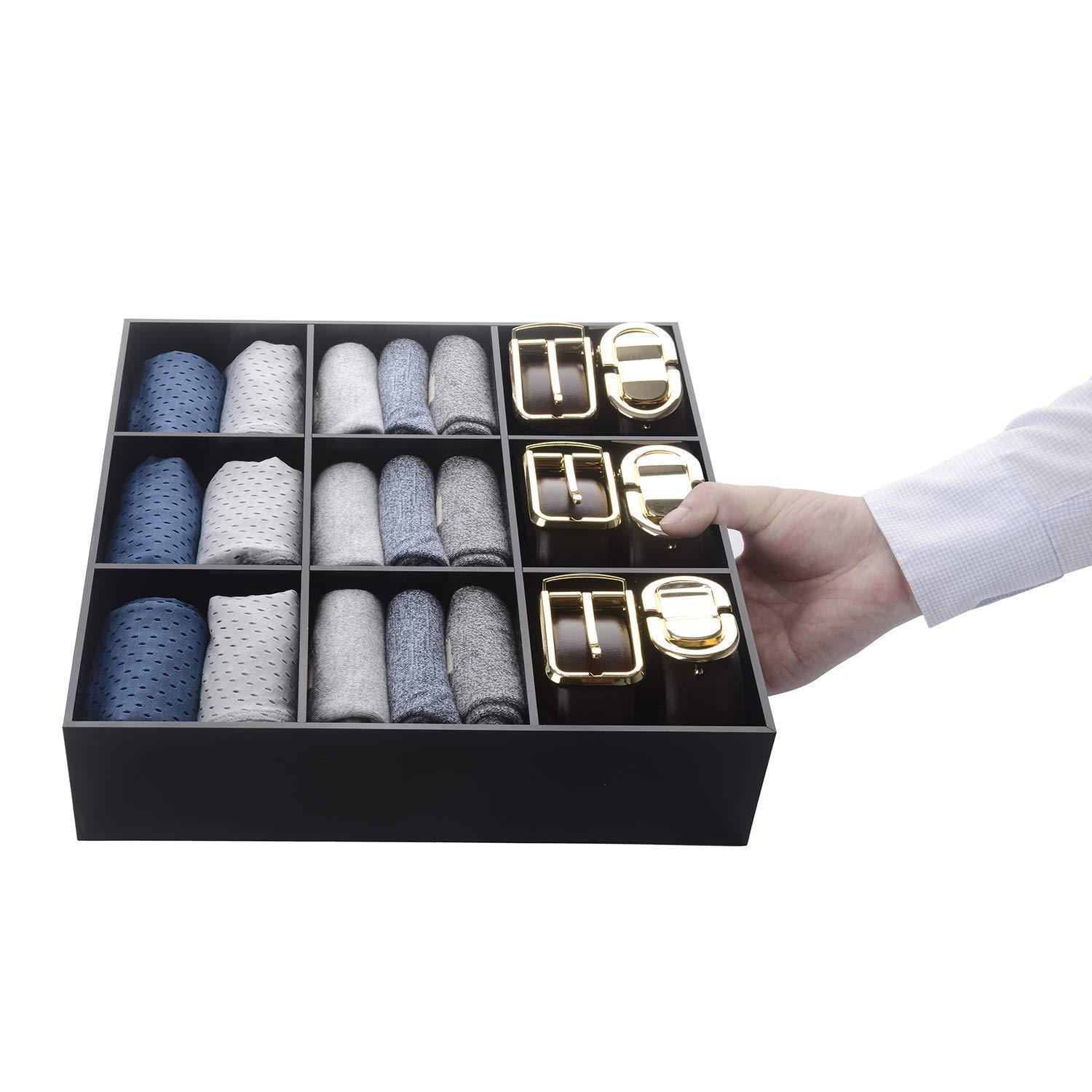 Selection luxury and stylish acrylic organizer fine and elegant gift keep belts socks ties underwear panties briefs boxers scarves organized drawer divider closet and storage box