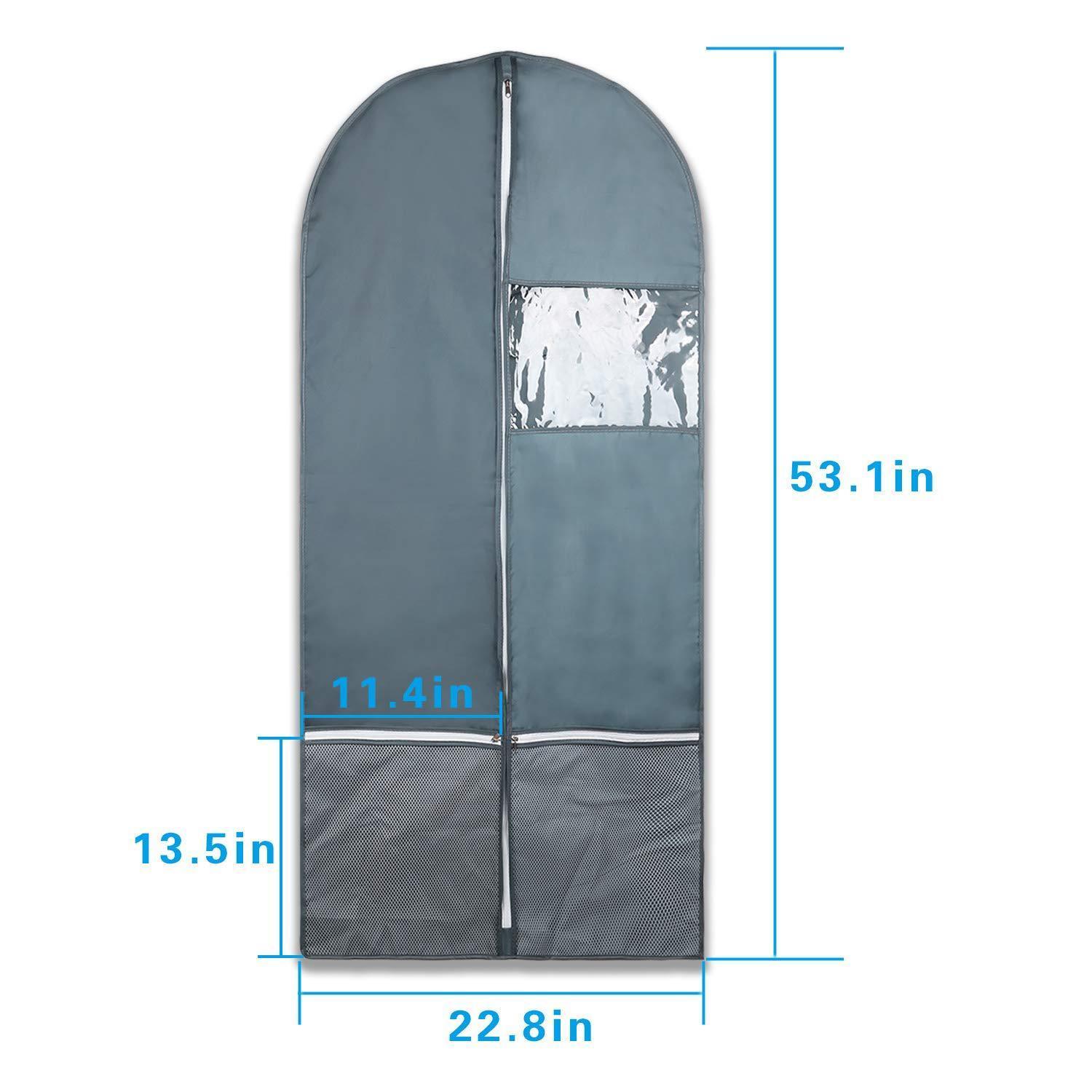 Save garment bag with pockets set dance costume bags 53 x 23 for dance competitions travel storage closet suits dress coat with 2 medium zipper pockets and 1 clear visible window pack of 3