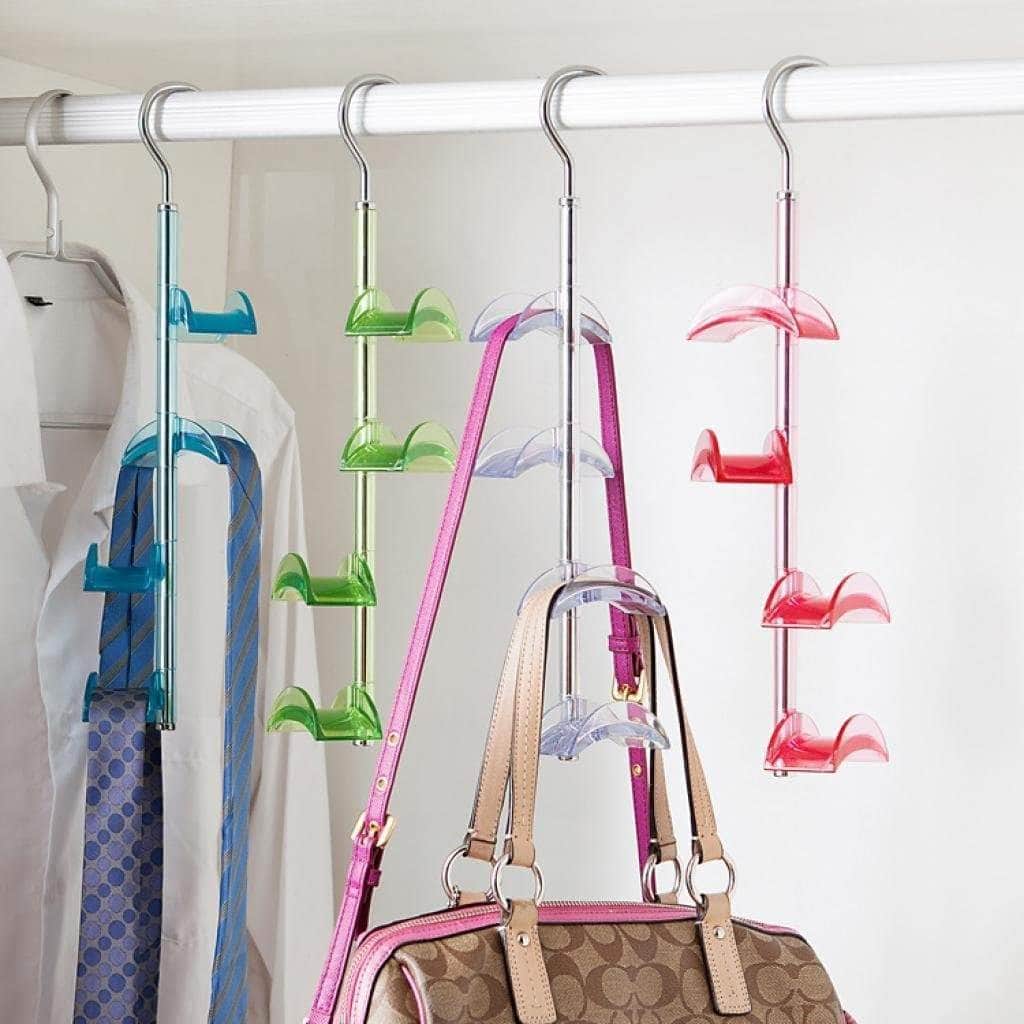 Great louise maelys 3 packs hanger rack 4 hooks closet organizer for handbags scarves ties belts 360 degree rotating