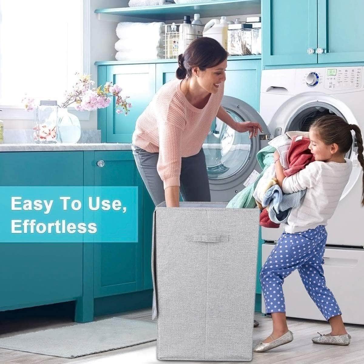 Shop here cleebourg large laundry clothes hamper foldable laundry hamper with lid and handles easily transport laundry dirty clothes basket grey hamper for closet bathroom dorm 90l