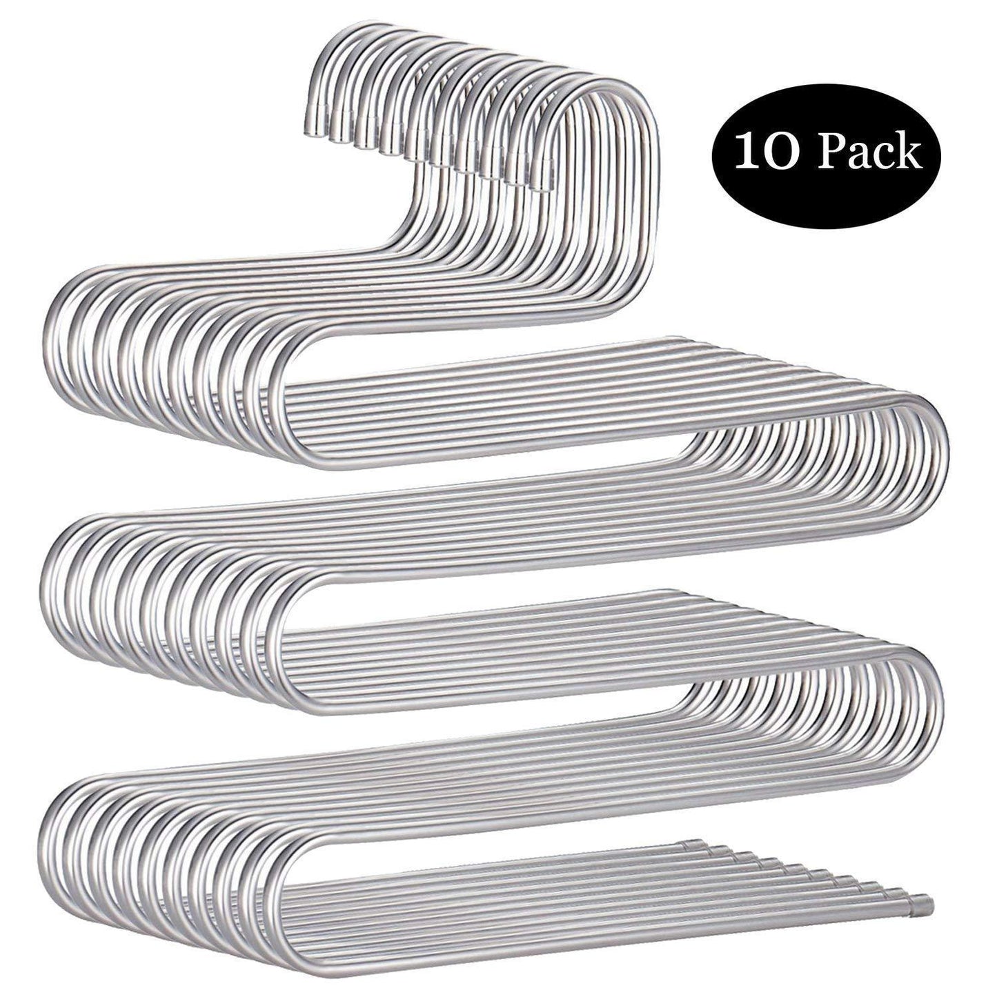 Shop doiown pants hangers s shape stainless steel clothes hangers space saving hangers closet organizer for pants jeans scarf5 layers 10pcs