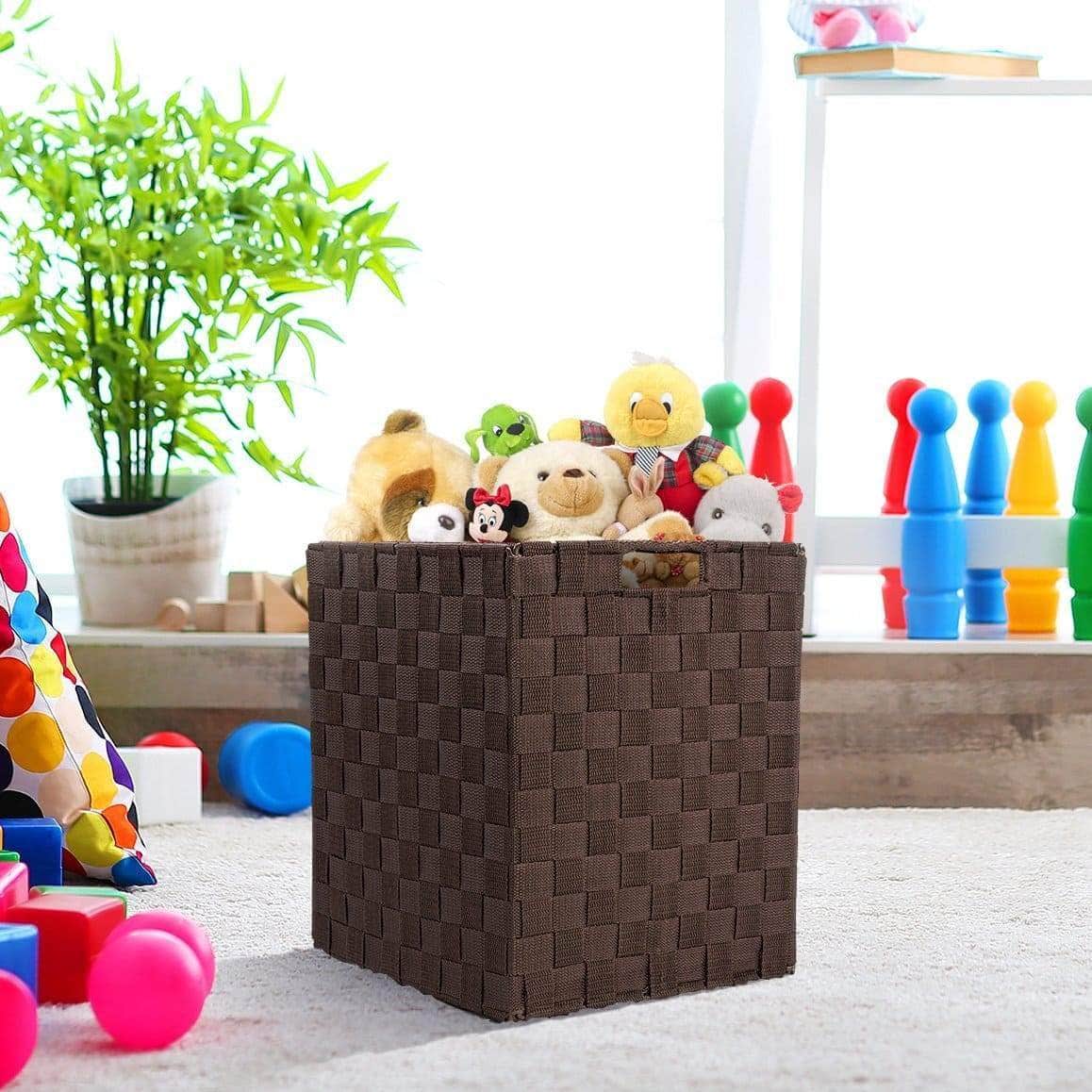 Shop here sorbus foldable storage cube woven basket bin set built in carry handles great for home organization nursery playroom closet dorm etc woven basket bin cubes 2 pack chocolate