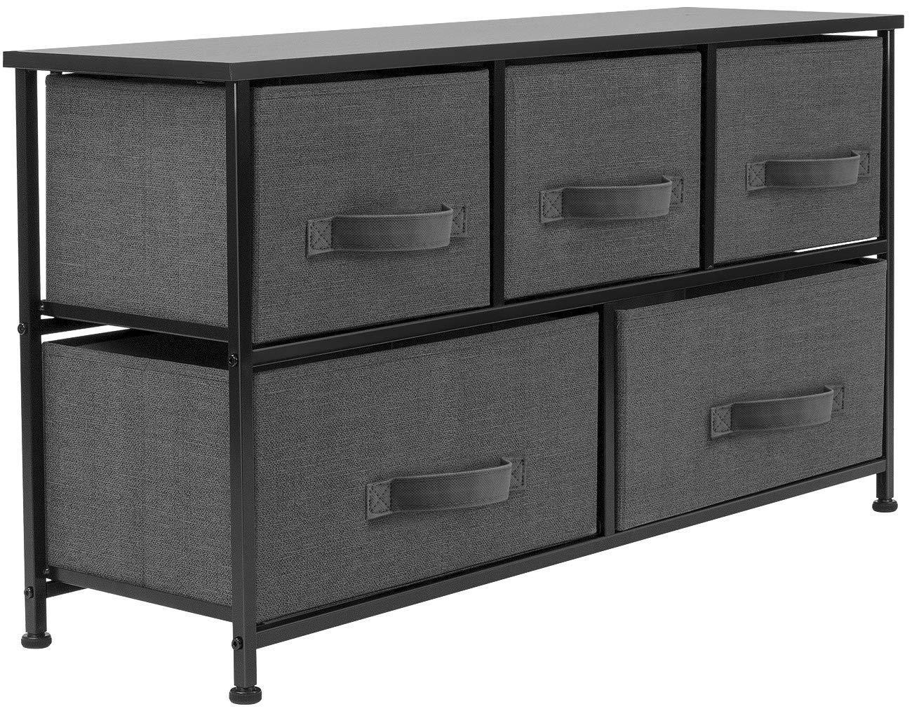 Best sorbus dresser with drawers furniture storage tower unit for bedroom hallway closet office organization steel frame wood top easy pull fabric bins 5 drawer black charcoal
