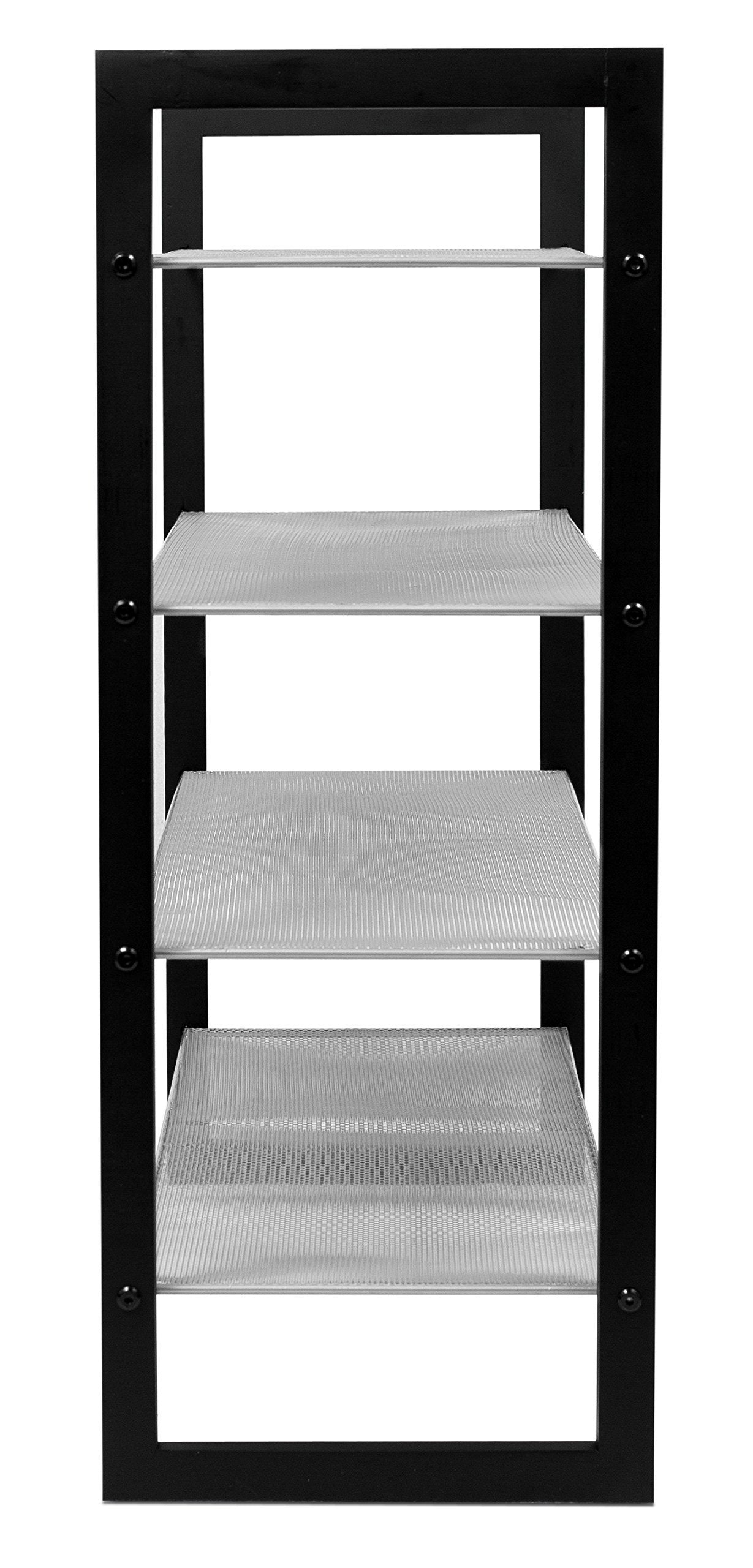 Select nice internets best mesh shoe rack 4 tier free standing metal wood shoe organizer closet and entryway fits 16 pairs of shoes black silver