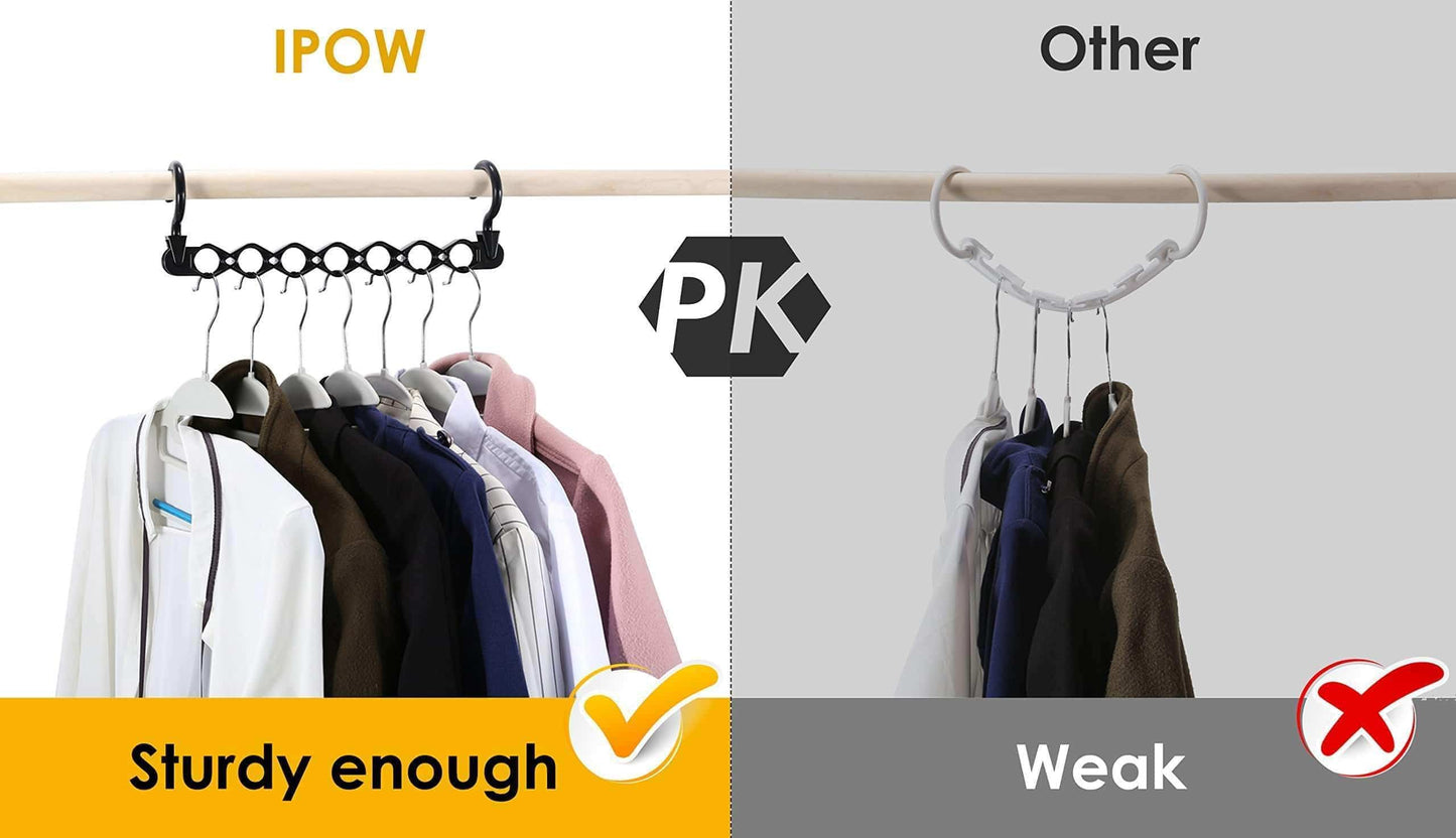 Best ipow 6 pack magic hanger heavy duty plastic closet space saving hanger wardrobe clothing cascading hanger organizer for easy wrinkle free shirts pants and coats