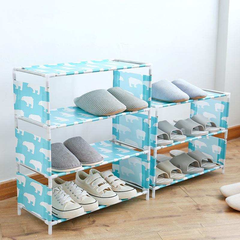 Multi-layer Assembled Shoe Rack Solid Color Non-woven Storage Rack