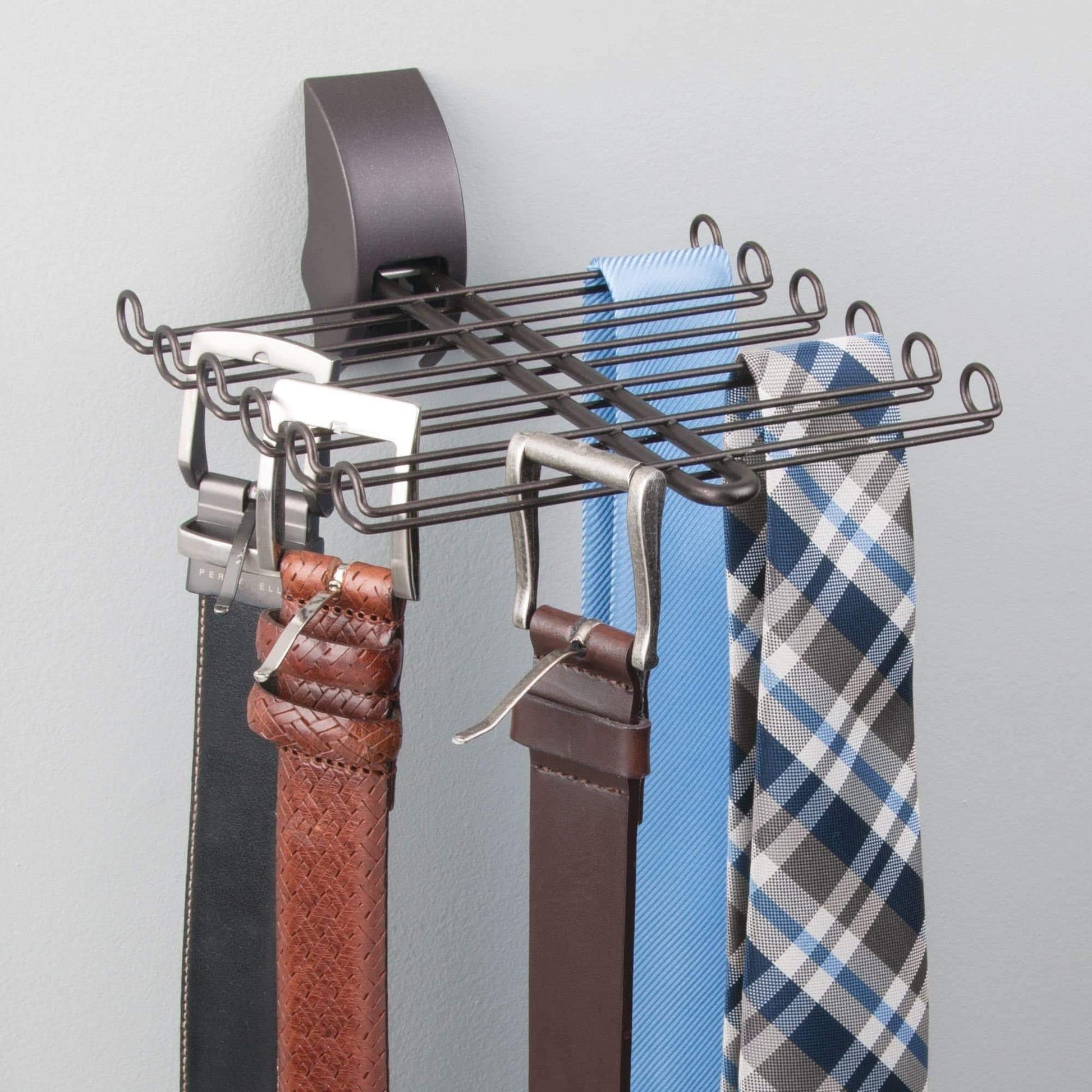 Save mdesign wall mount tie and belt rack organizer for closet storage bronze