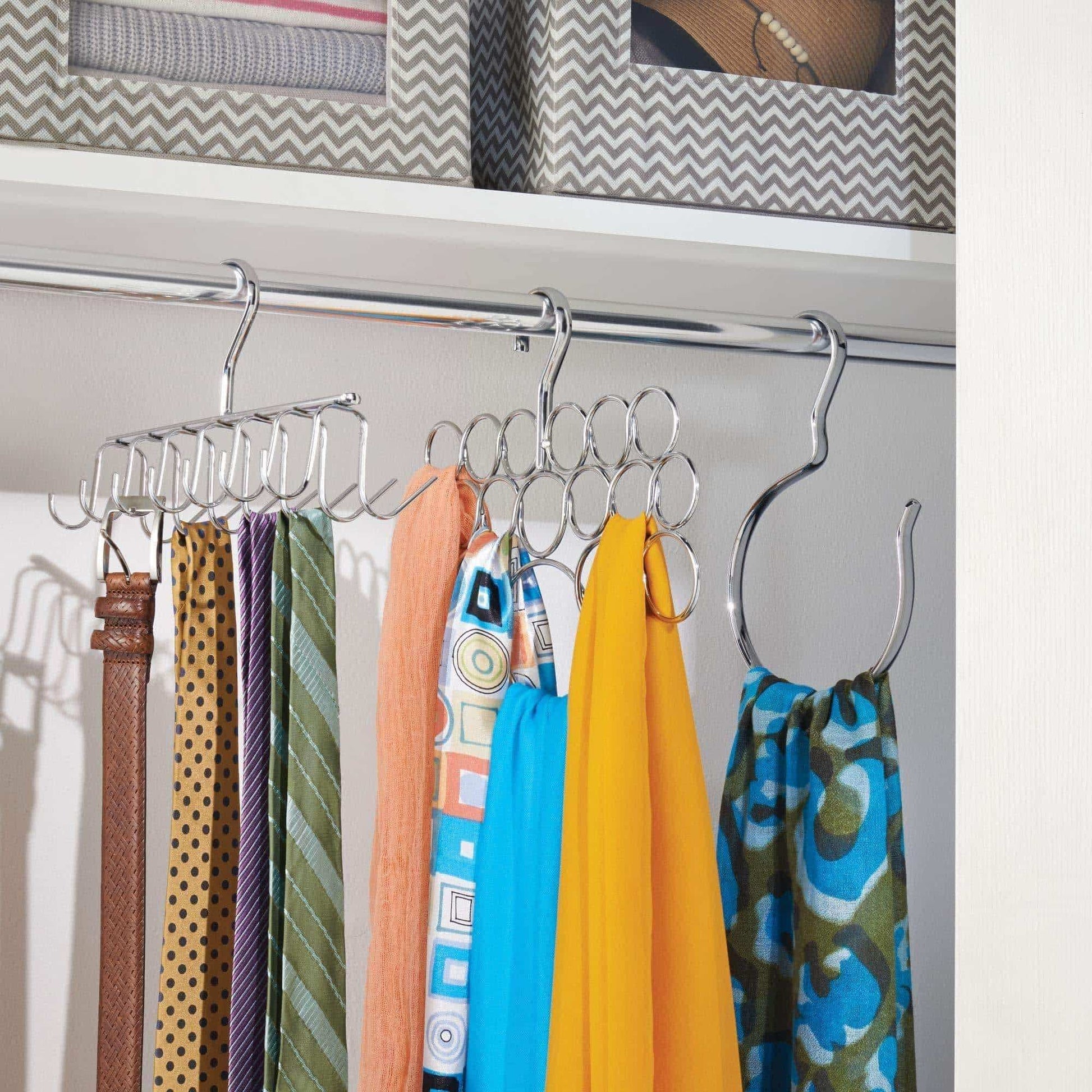 Organize with interdesign axis closet storage organizer rack for ties and belts chrome