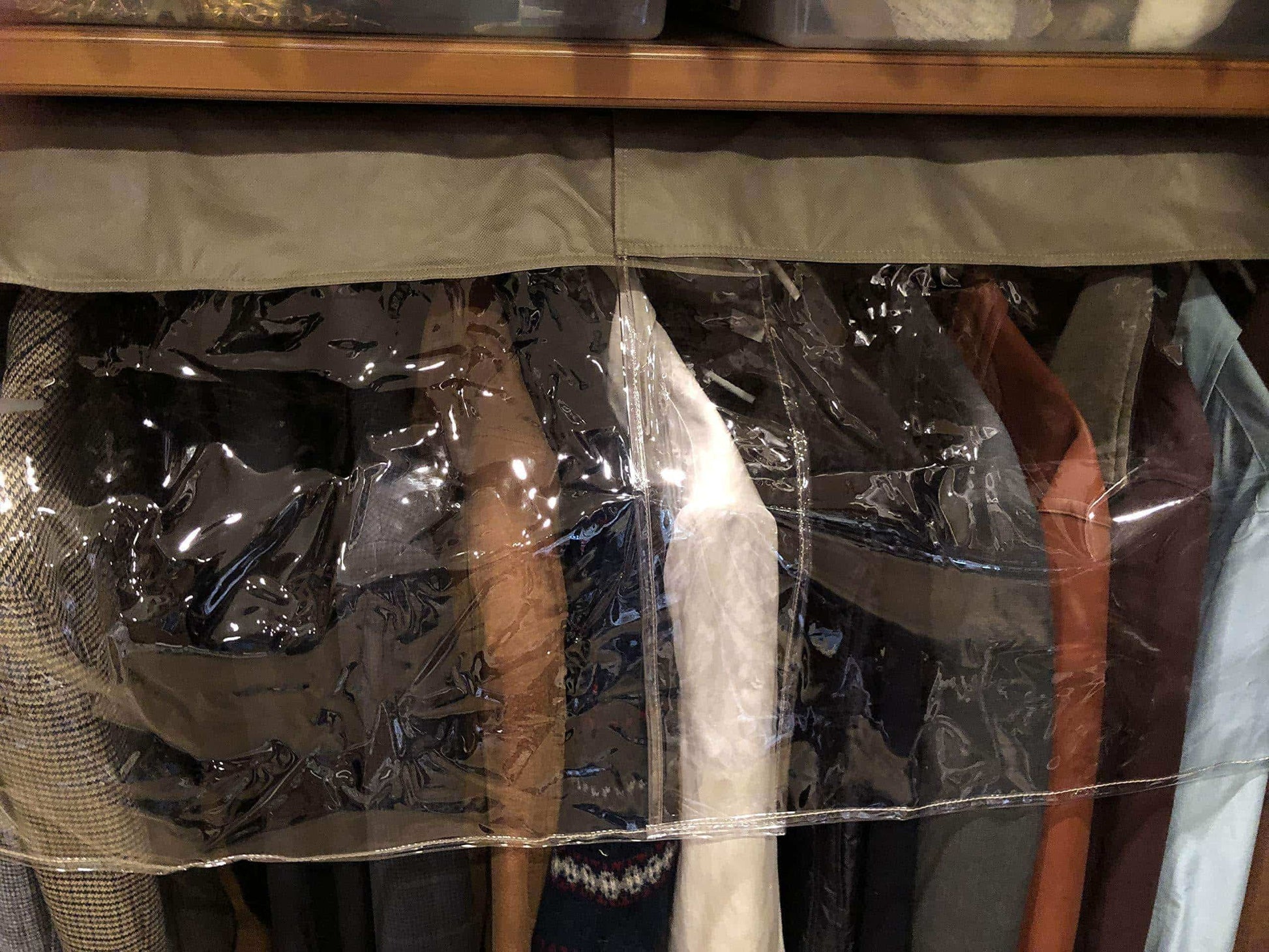 Shop for garment cover for closet rod and portable clothing rack shoulder dust cover protect your wardrobe in style adjustable to fit 20 to 36 long 6 pack